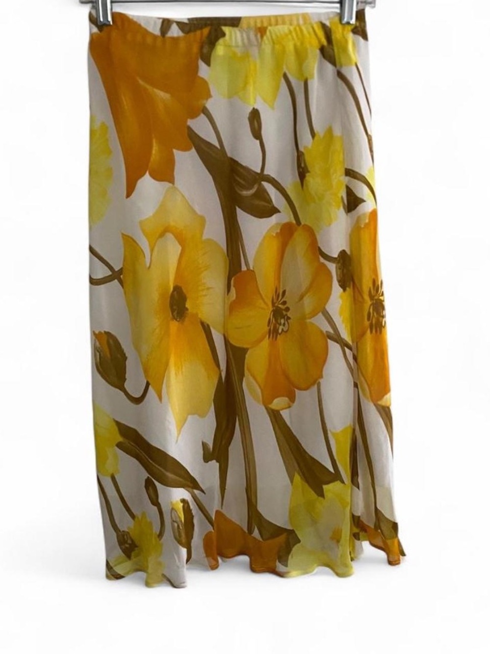 Y2K JEFF GALLANO MADE IN FRANCE FLORAL ELASTIC WAIST BOHO MIDI SKIRT MEDIUM